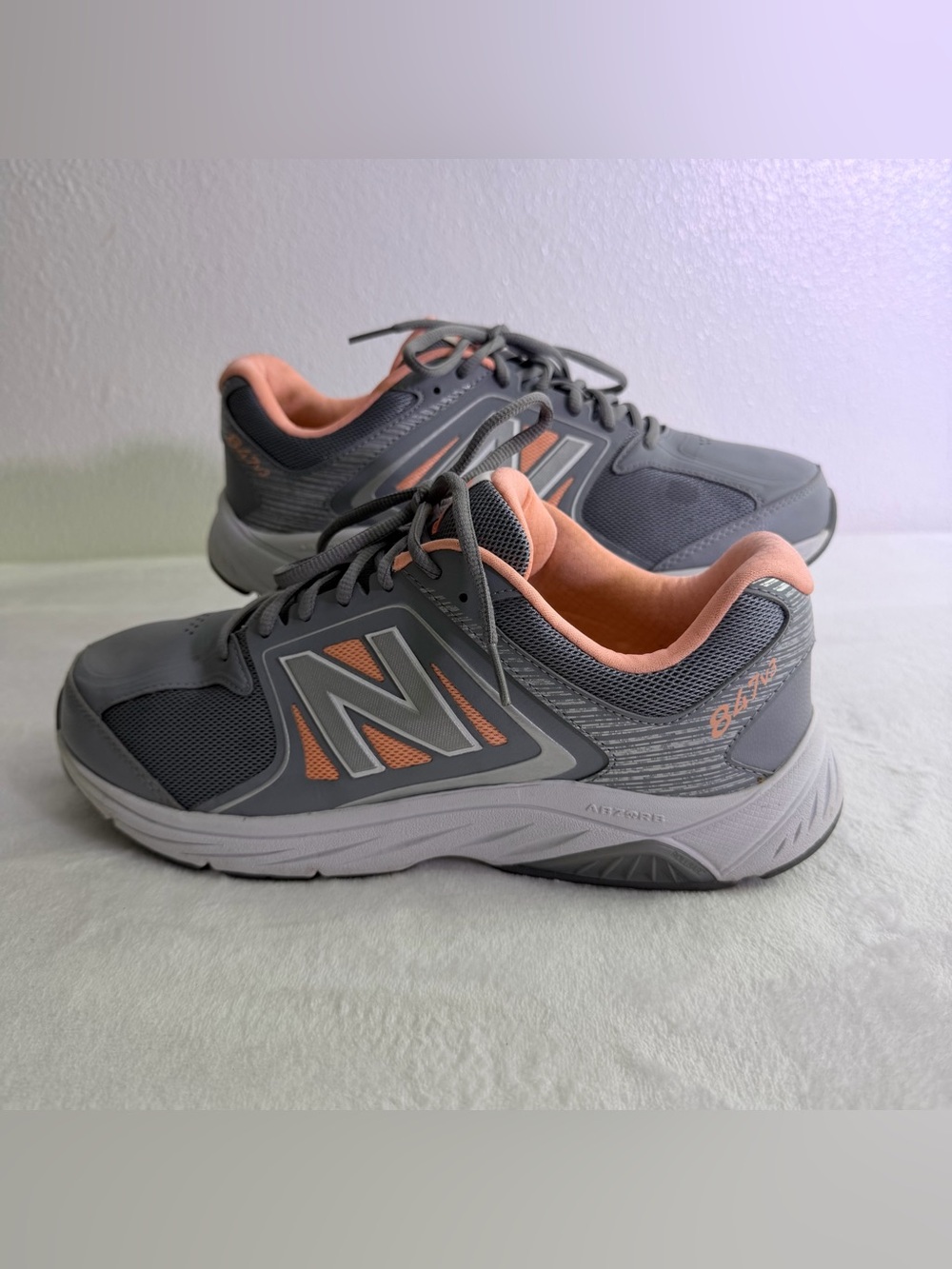 New Balance Gray and Pink Women's Athletic Sneakers - Picture 2 of 11